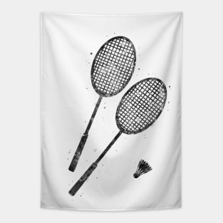 Badminton racket black and white Tapestry