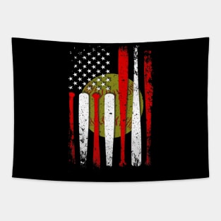 Dad Flag Man Softball Player Tapestry