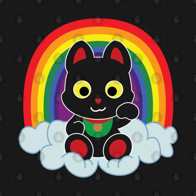 Rainbow Maneki Neko Light Outline by StineBrunson