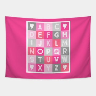 Pink grey Alphabet art decor pattern Tapestry