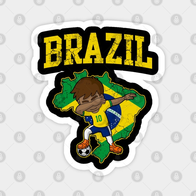 Brazil Soccer Football Boy Brazilian Flag Map Magnet by E