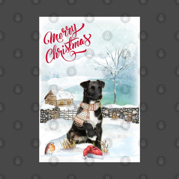 Patterdale Terrier Dog Merry Christmas by Puppy Eyes