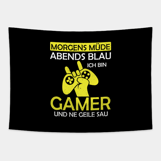 AM TIRED EVENING BLUE I AM GAMER Tapestry by OculusSpiritualis