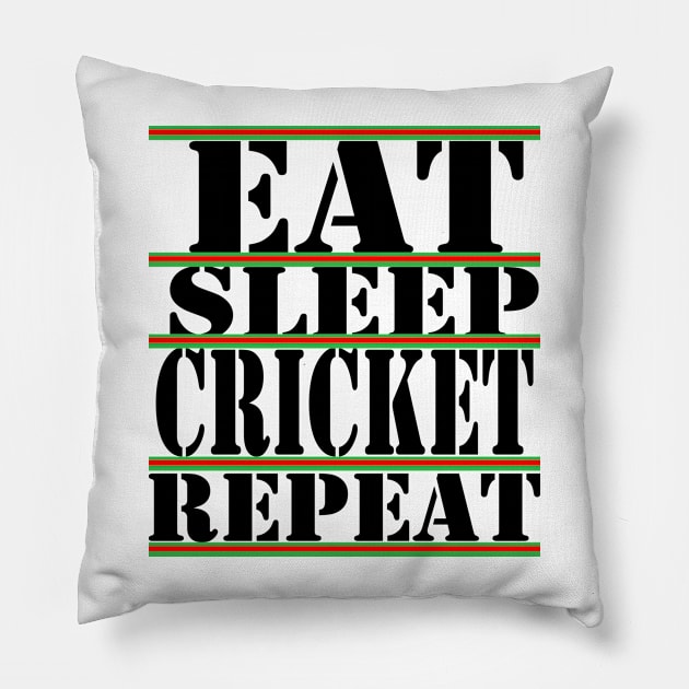 eat sleep cricket repeat Pillow by NadisinArt