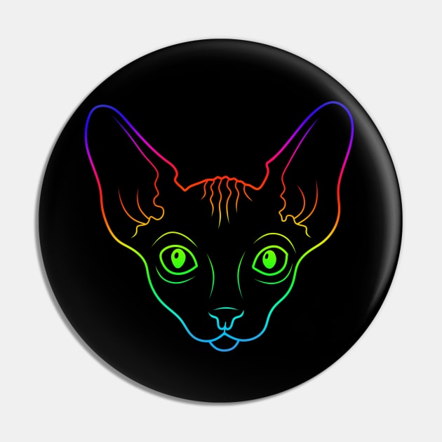 Rainbow sphynx cat Pin by ArtFork