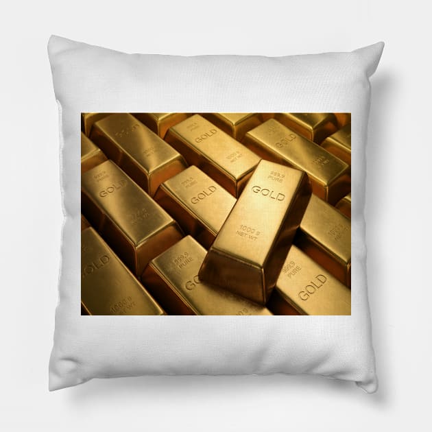 Gold bullion, illustration (F011/3324) Pillow by SciencePhoto