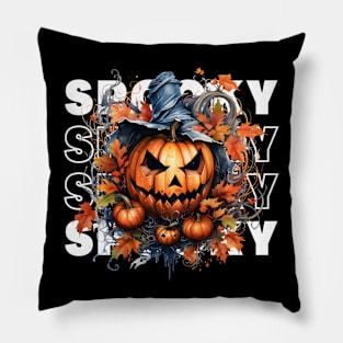 Witchy Pumpkin Fall Vibes Spooky Halloween Pillow