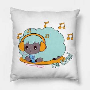 cute green sheep listening to music Pillow