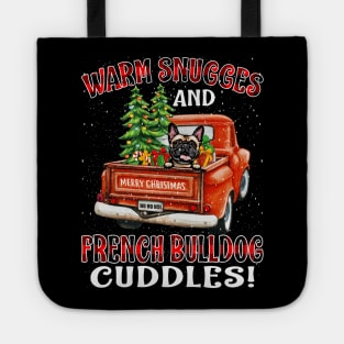 Warm Snuggles And French Bulldog Cuddles Ugly Christmas Sweater Tote