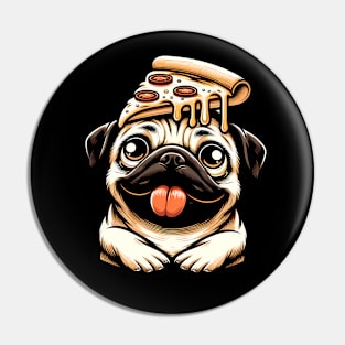 Pug Dog Eating Pizza Pin