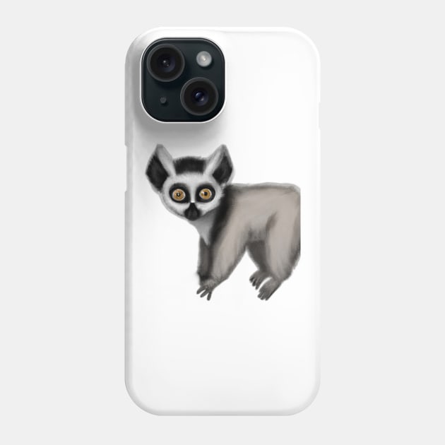 Cute Lemur Drawing Phone Case by Play Zoo