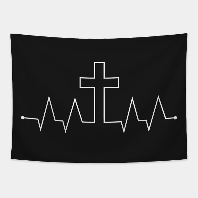 Cross & Heartbeat – Christian Band Tapestry by MeatMan