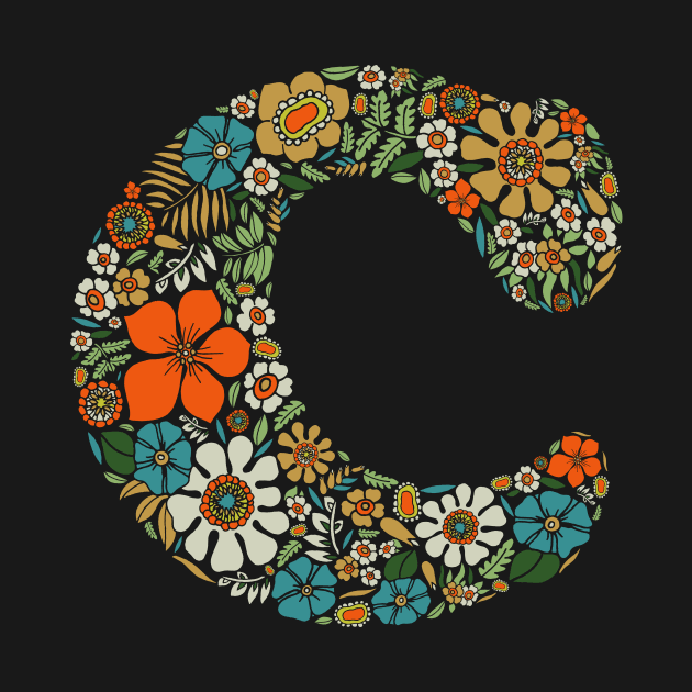 Hippie Floral Letter C by zeljkica