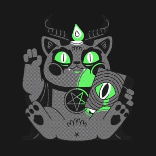 Green Satanic Lucky Cat T-Shirt