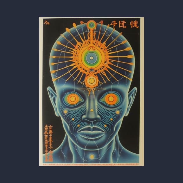 Retro Sci-Fi Third Eye Awakened Man Vintage Artwork - Cosmic Enlightenment by Soulphur Media