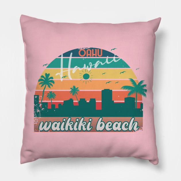 Waikiki Beach Pillow by AdventureLife