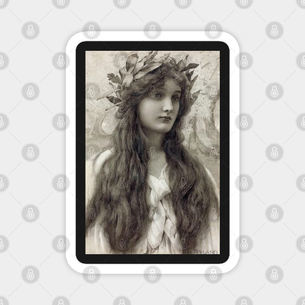 Maiden with a Laurel Wreath, Henry Ryland (1856-1924) Magnet by immortalpeaches