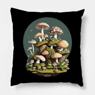 Whimsical Frogs And Mushrooms Pillow