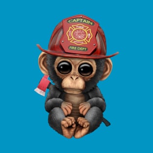 Cute Baby Chimp Firefighter T-Shirt