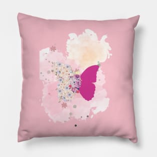 Purple Butterfly and Flower Pillow