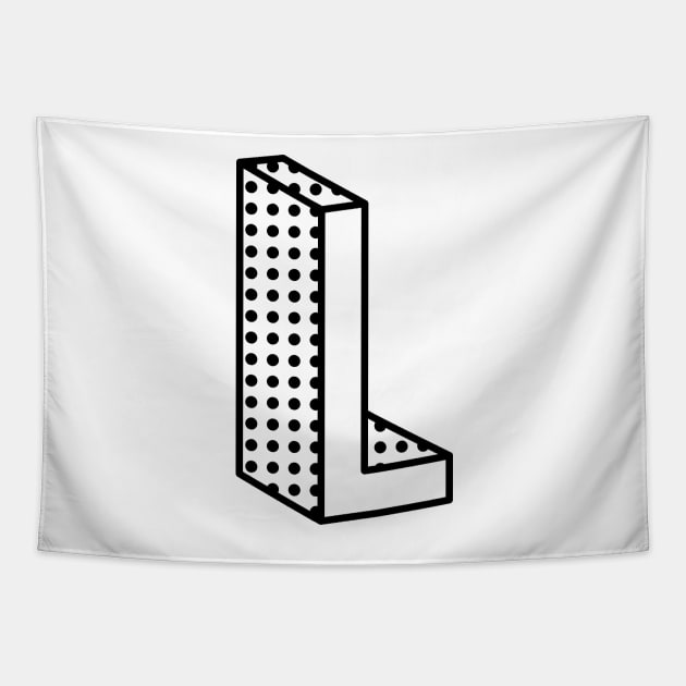 3D Ben Day Dot Isometric Letter L Tapestry by murialbezanson