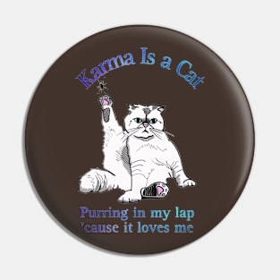 KARMA IS A CAT Pin