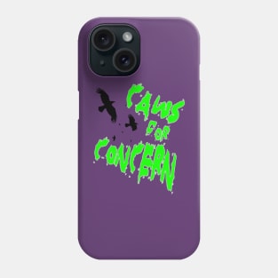 Halloween Ravens Caws For Concern Fun Pun Green Quote 2 Phone Case