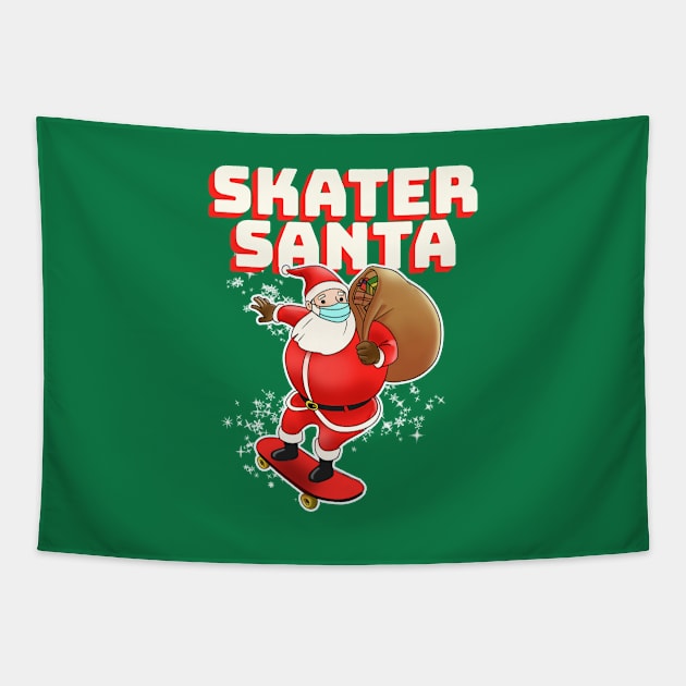 Skater Santa Skateboarding Santa Xmas 2020 Tapestry by souw83