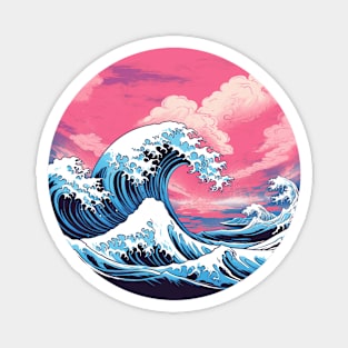 Summer Vaporwave Great Wave Magnet