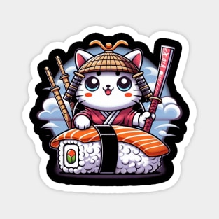 Kawaii Samurai Sushi Cat | Women’s Japanese Cat Lover Magnet