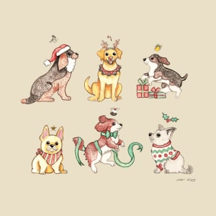 Cute Christmas Dogs Hand Drawn🎅 T-Shirt