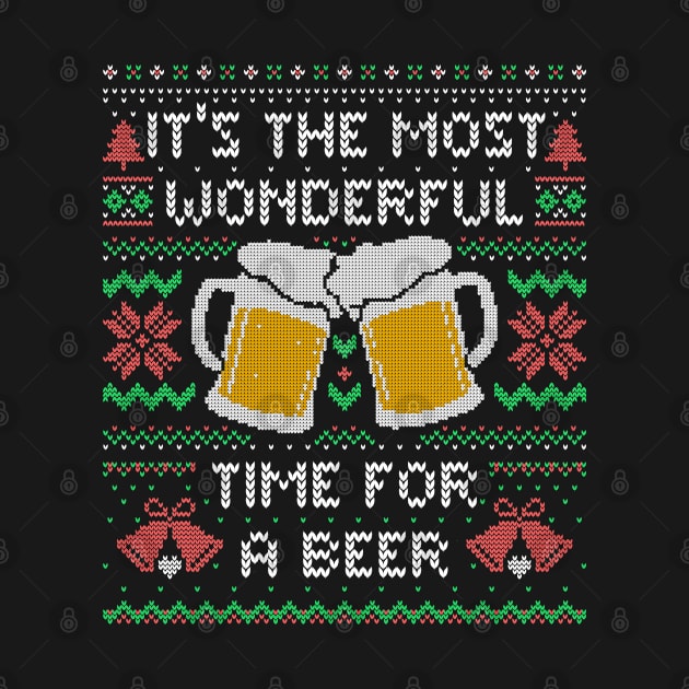 It’s the Most Wonderful Time For a Beer - Funny Quote Ugly Christmas Gift by eduely