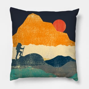 Hiking in the Mountains at Sunset Pillow