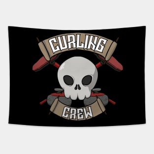 Curling crew Jolly Roger pirate flag Tapestry