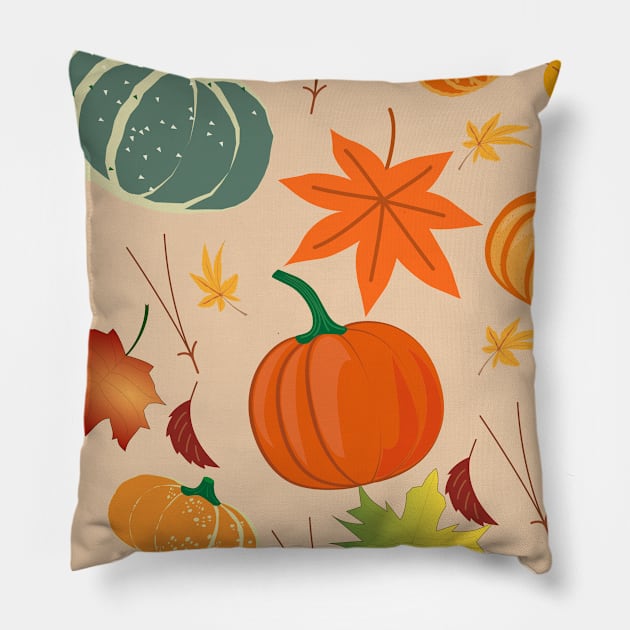 Autumn Falling Leaves Pumpkin Pillow by Gtrx20