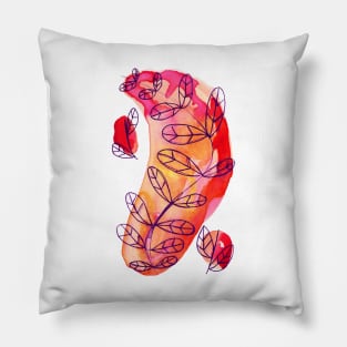 Red Watercolor Plant Pillow