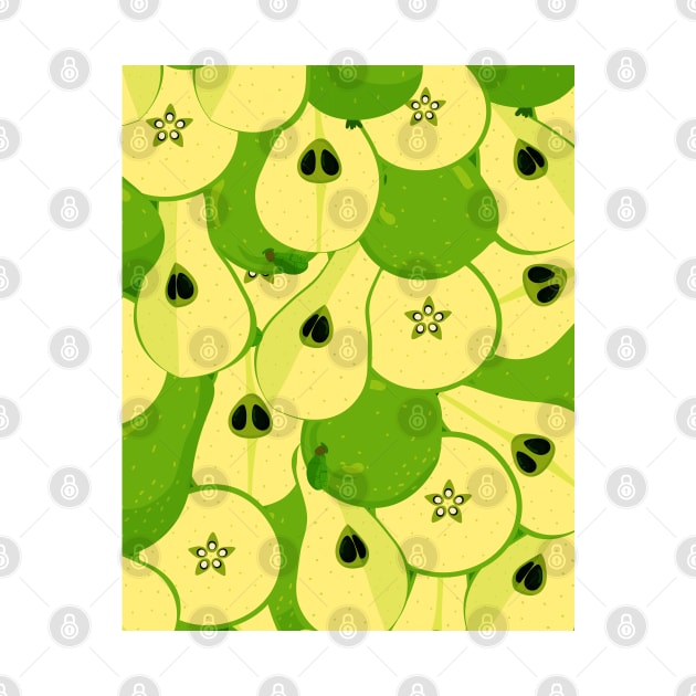 Green pears, fruit pattern by KINKDesign