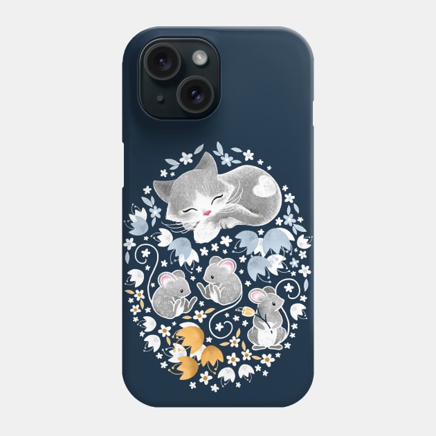 Cozy Cat and Mice Phone Case by PerrinLeFeuvre