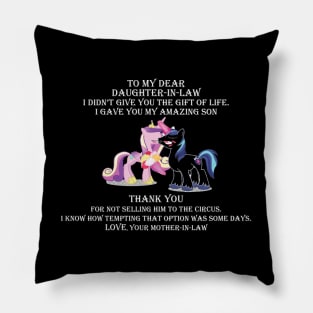 To My Dear Daughter In Law Funny Unicorn Lover Pillow