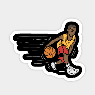 Fast dribbling basketball boy Magnet