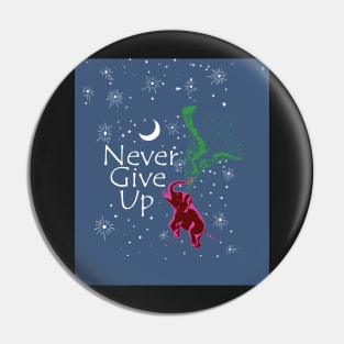 Motivational Never Give Up Flying Pink Red Elephant Pin