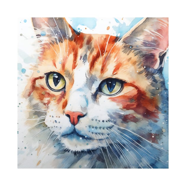 A Portrait of a Cat Watercolor by Chris Castler