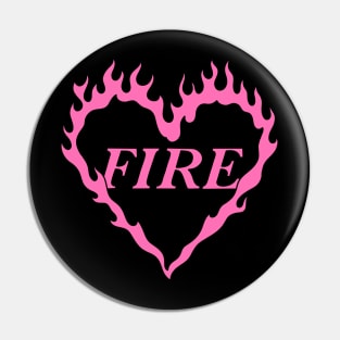 Pink Fire Heart Aesthetic Pin