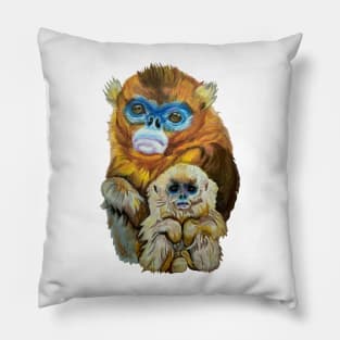 Snub-nosed Monkeys Pillow