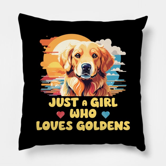 Just A Girl Who Loves Goldens - Golden Retriever Pillow by eighttwentythreetees