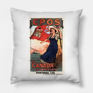 CPOS To Canada and United States Vintage Cruise Ship Advertisement Pillow