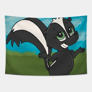 Skunk on grass Tapestry