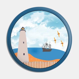 Ocracoke Island Lighthouse with Ship Pin