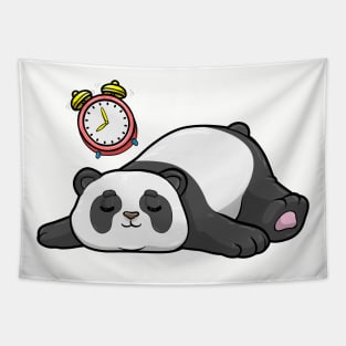 Panda at sleeping with alarm clock Tapestry