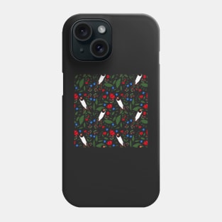 Birds and flowers seamless pattern Phone Case